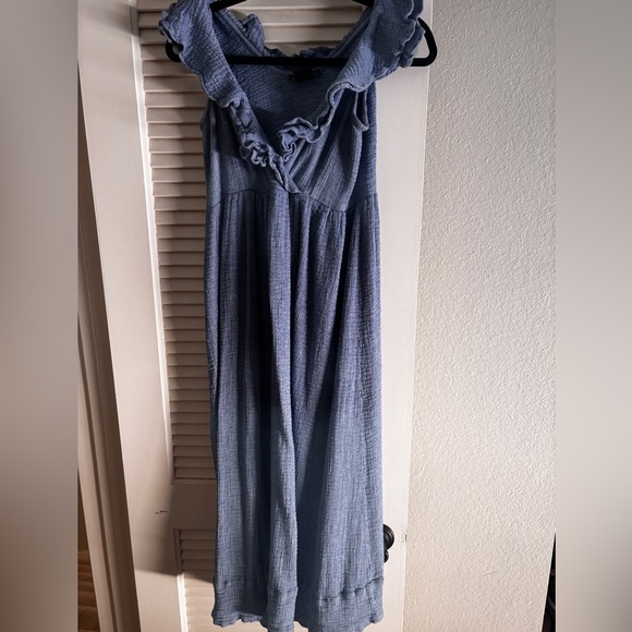 HATCH Blue Ruffled Maternity Dress - Picture 1 of 4